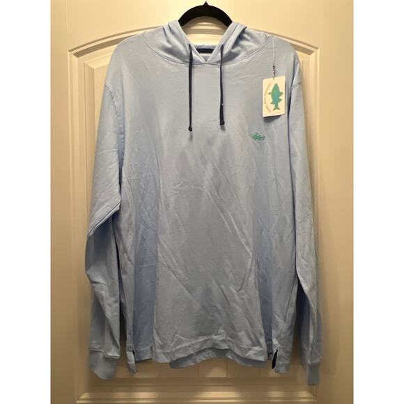 NWT Saltwater Clothing Co Men’s Montauk Crab Pullover Hoodie Tee Size XL Blue - Picture 1 of 8